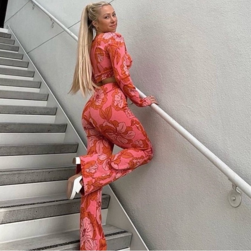 Zara Jacquard Orange & Pink Set